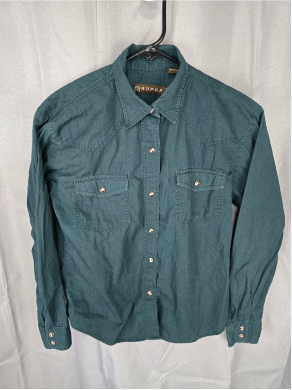 Roper Men’s XS Teal Western Pearl Snap Long Sleeve Shirt Cowboy Ranch